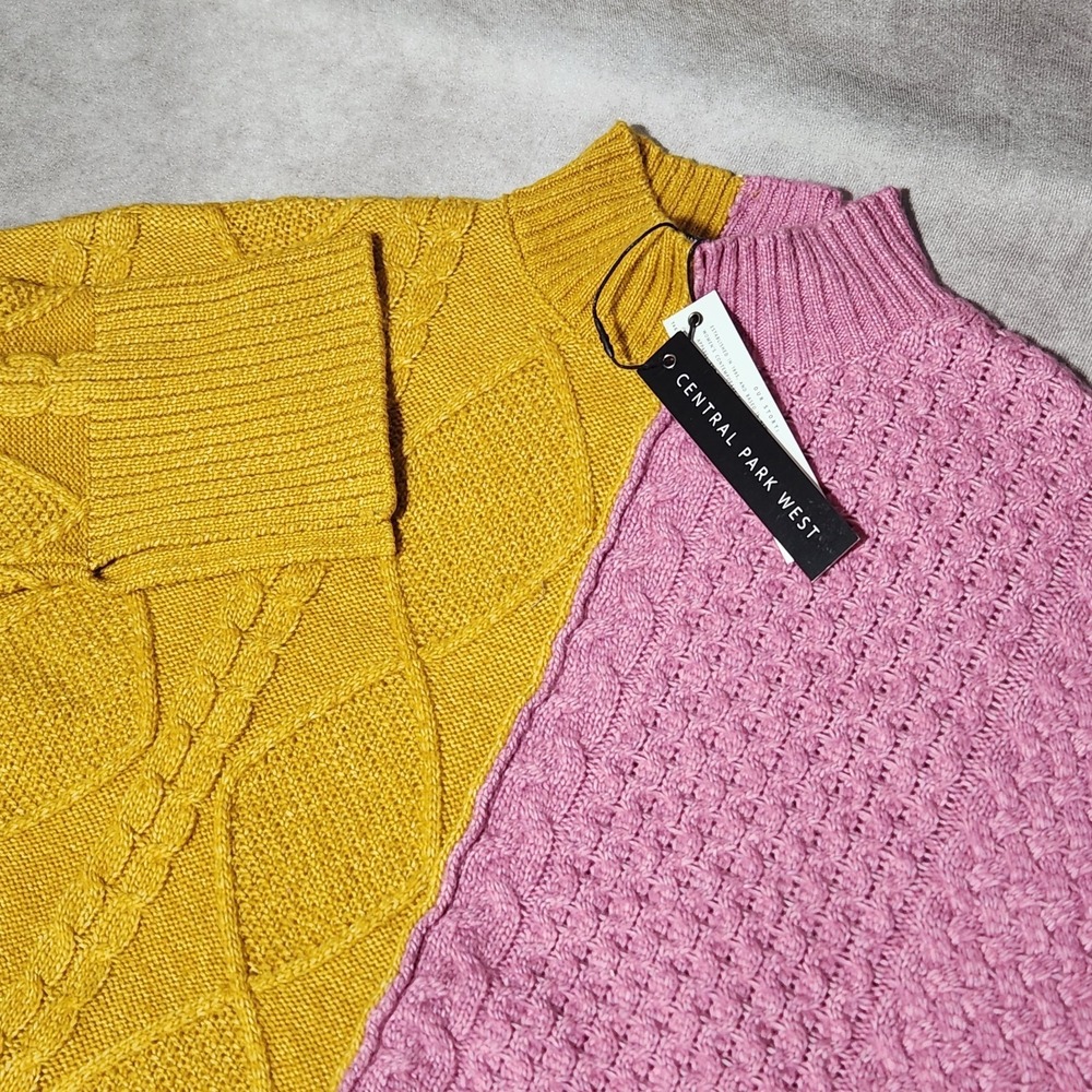 women's‎ CENTRAL PARK WEST Savannah Two Faced Turtleneck pink/gold color block S